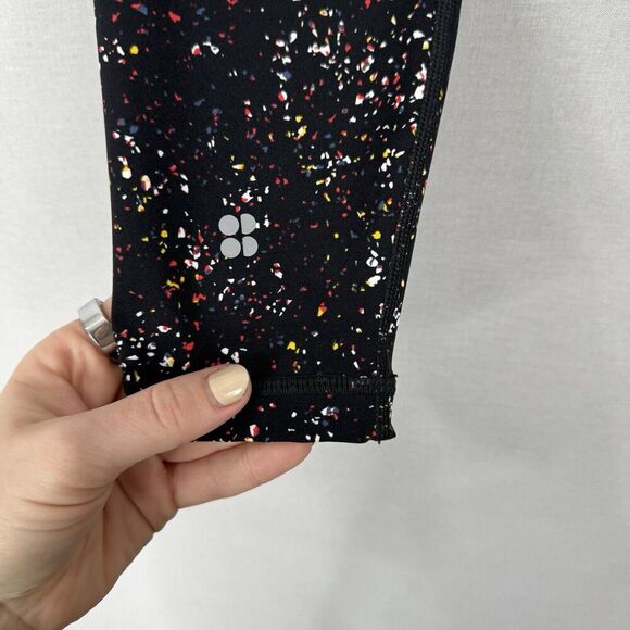 Sweaty Betty Womens Pants 4 Black Confetti Print Power 7/8 Leggings Performance - Picture 10 of 13